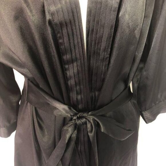 Victoria’s Secret Short Robe Womens Large L Black Three Quarter Sleeves Belt - Picture 4 of 10